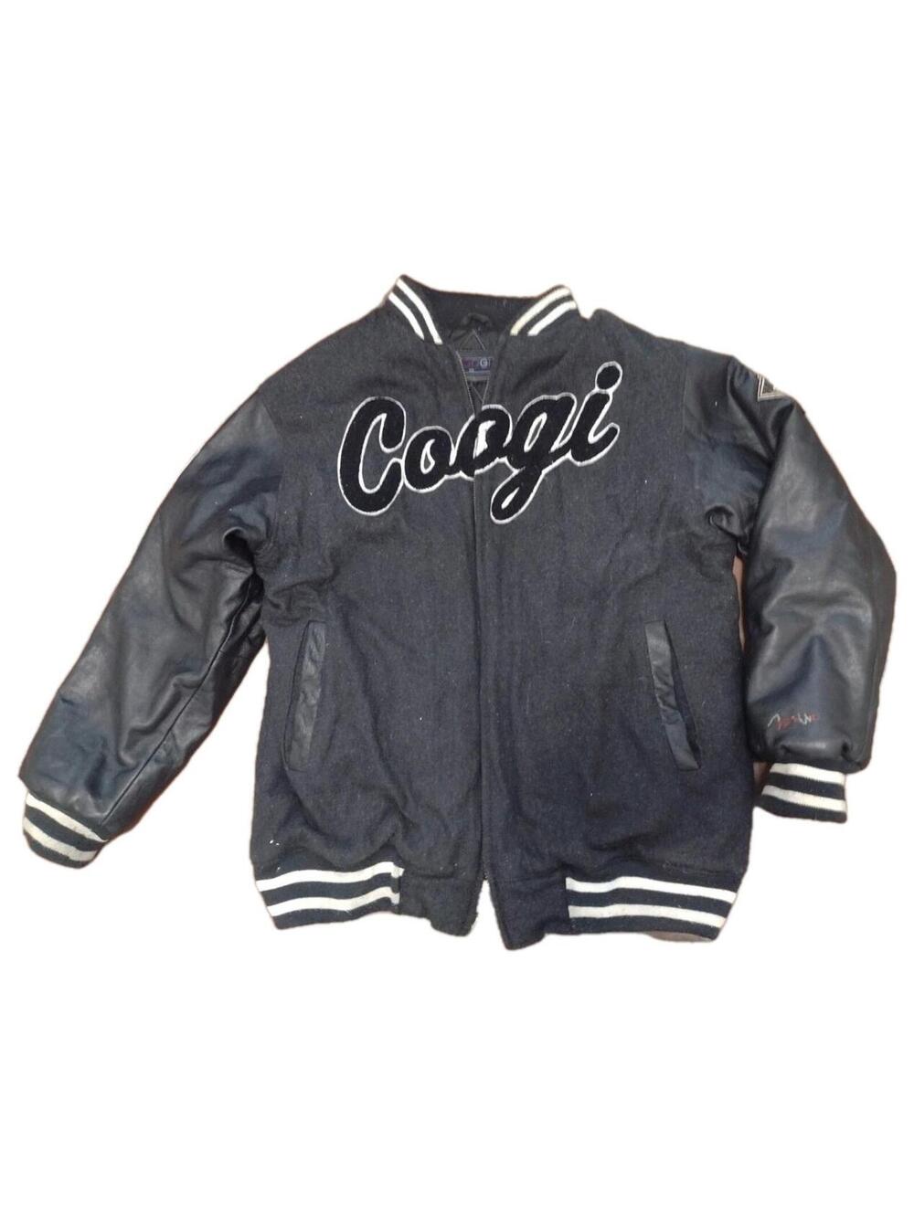 COOGI XXL Varsity Jacket Rainbow Stitch Script Logo Black